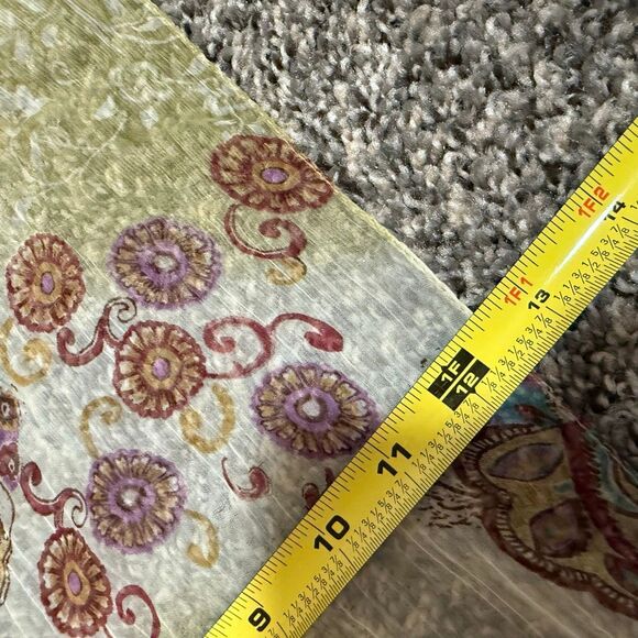 Y2K Crinkle Green Pink Orange Scarf Paisley Floral Bright Colorful Hippie Boho O - Picture 6 of 6